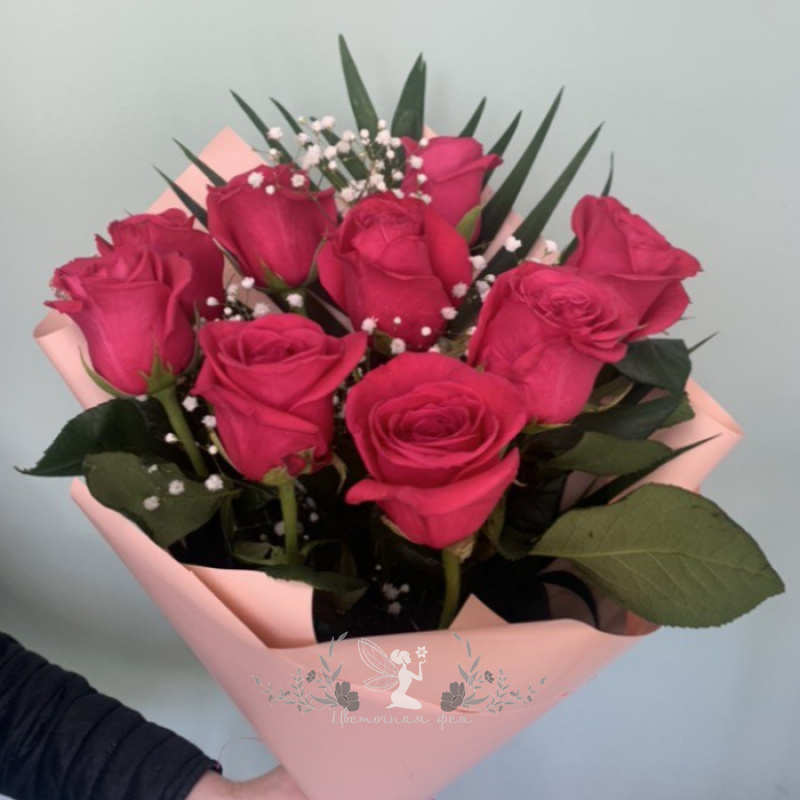 Букет из розовых роз «Влюблённость»