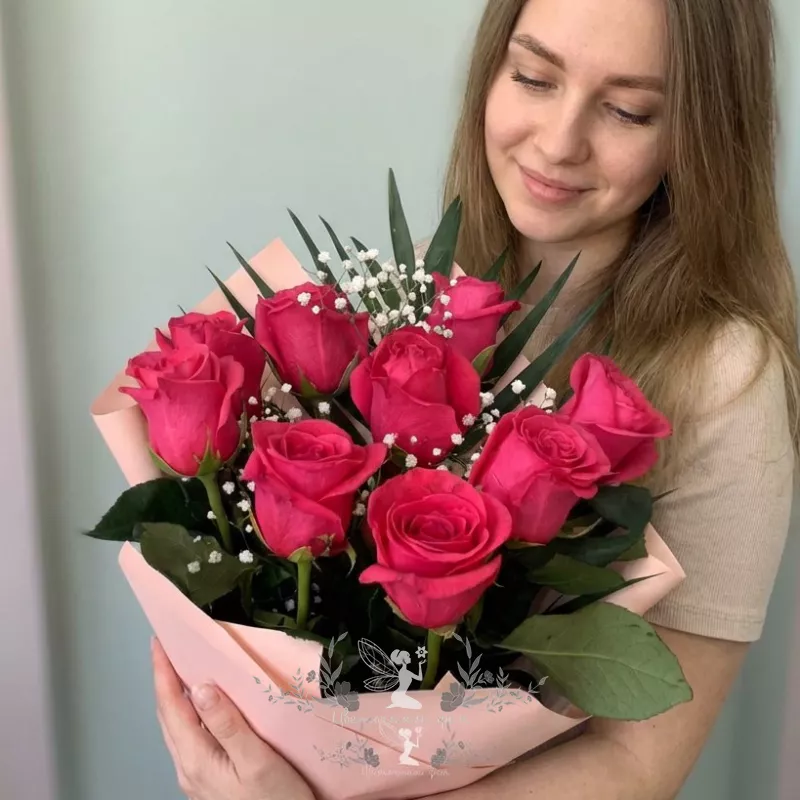 Букет из розовых роз &laquo;Влюблённость&raquo;