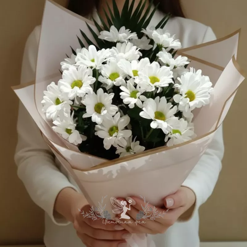 Букет хризантем &laquo;Ромашковое утро&raquo;